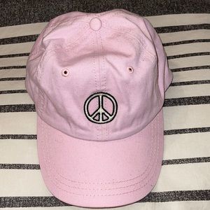Urban Outfitters Pink Cap with Peace Sign